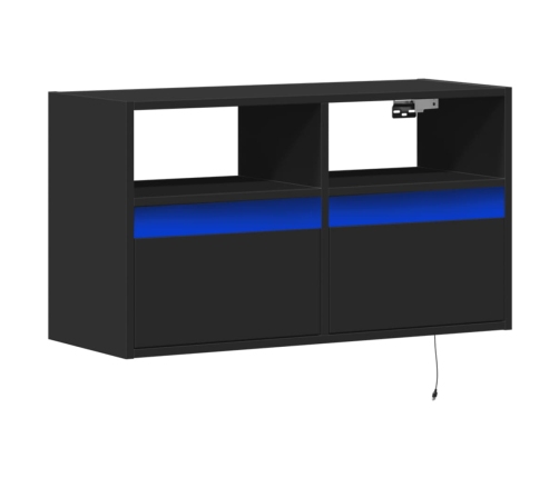 Mueble de TV de pared con luces LED negro 80x31x45 cm