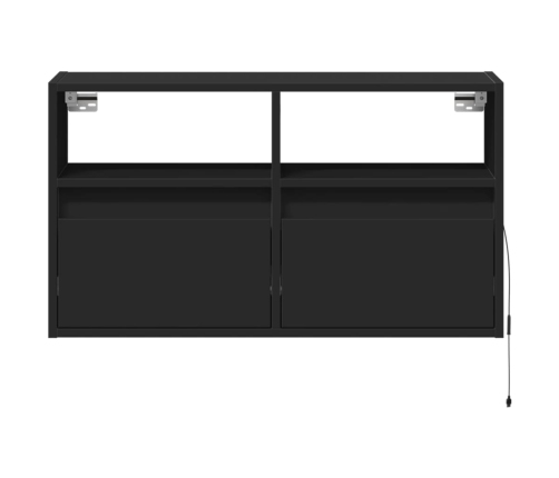 Mueble de TV de pared con luces LED negro 80x31x45 cm