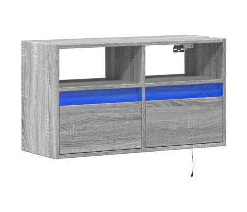 Mueble de TV de pared con luces LED gris Sonoma 80x31x45 cm