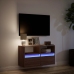 Mueble de TV de pared con luces LED marrón roble 80x31x45 cm