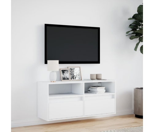 Mueble de TV de pared con luces LED blanco 100x31x45 cm