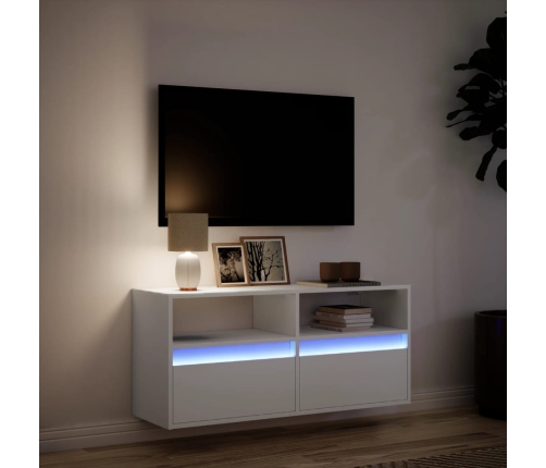 Mueble de TV de pared con luces LED blanco 100x31x45 cm