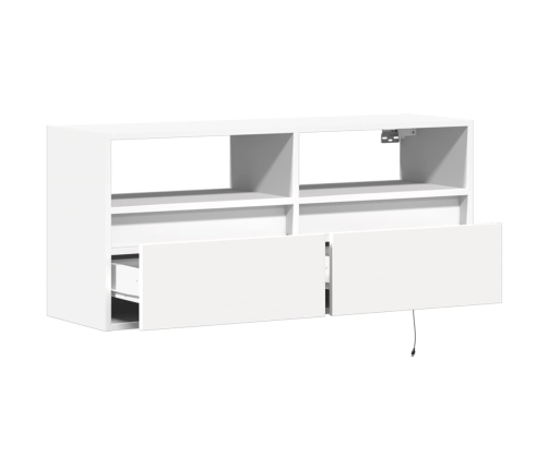 Mueble de TV de pared con luces LED blanco 100x31x45 cm