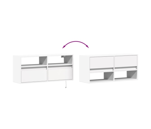 Mueble de TV de pared con luces LED blanco 100x31x45 cm