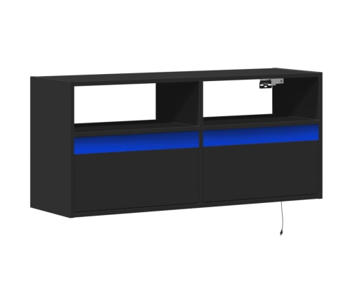 Mueble de TV de pared con luces LED negro 100x31x45 cm