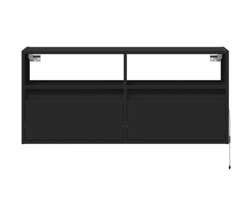 Mueble de TV de pared con luces LED negro 100x31x45 cm