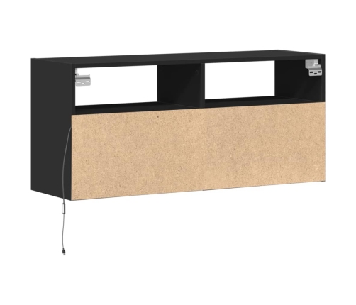 Mueble de TV de pared con luces LED negro 100x31x45 cm