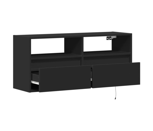 Mueble de TV de pared con luces LED negro 100x31x45 cm