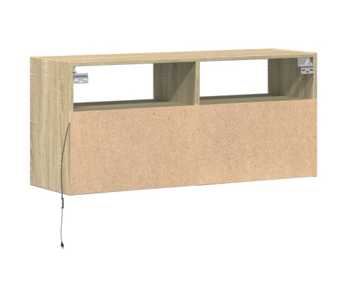 Mueble de TV de pared con luces LED roble Sonoma 100x31x45 cm