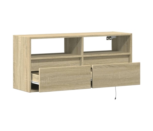 Mueble de TV de pared con luces LED roble Sonoma 100x31x45 cm