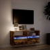 Mueble de TV de pared con luces LED roble ahumado 100x31x45 cm