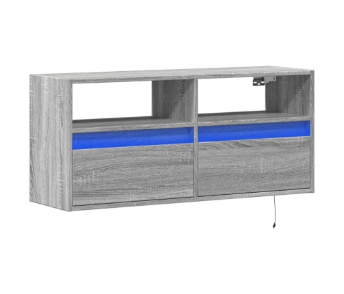 Mueble de TV de pared con luces LED gris Sonoma 100x31x45 cm