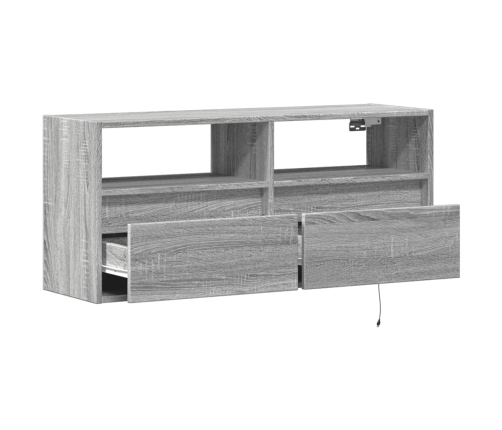 Mueble de TV de pared con luces LED gris Sonoma 100x31x45 cm