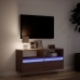 Mueble de TV de pared con luces LED marrón roble 100x31x45 cm