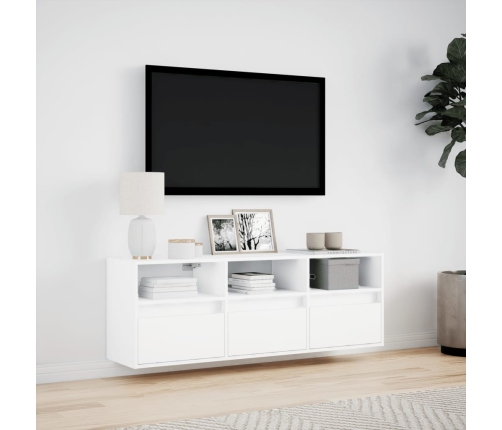 Mueble de TV de pared con luces LED blanco 130x31x45 cm