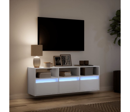 Mueble de TV de pared con luces LED blanco 130x31x45 cm