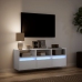 Mueble de TV de pared con luces LED blanco 130x31x45 cm