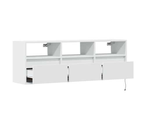 Mueble de TV de pared con luces LED blanco 130x31x45 cm