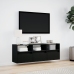 Mueble de TV de pared con luces LED negro 130x31x45 cm