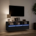 Mueble de TV de pared con luces LED negro 130x31x45 cm