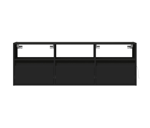 Mueble de TV de pared con luces LED negro 130x31x45 cm