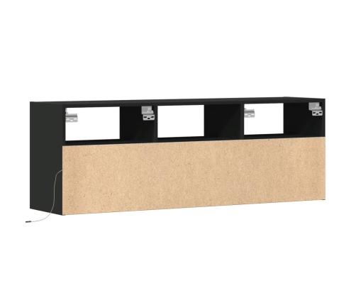 Mueble de TV de pared con luces LED negro 130x31x45 cm