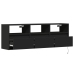 Mueble de TV de pared con luces LED negro 130x31x45 cm