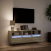 Mueble de TV de pared con luces LED roble Sonoma 130x31x45 cm