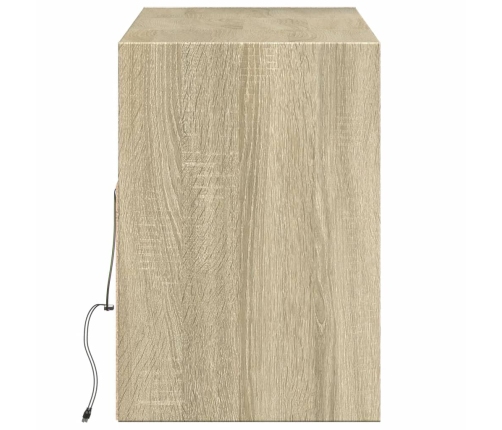 Mueble de TV de pared con luces LED roble Sonoma 130x31x45 cm