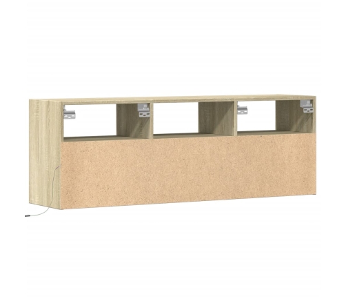 Mueble de TV de pared con luces LED roble Sonoma 130x31x45 cm