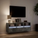 Mueble de TV de pared con luces LED gris hormigón 130x31x45 cm