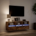 Mueble de TV de pared con luces LED roble ahumado 130x31x45 cm