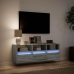 Mueble de TV de pared con luces LED gris Sonoma 130x31x45 cm