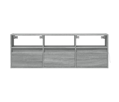 Mueble de TV de pared con luces LED gris Sonoma 130x31x45 cm