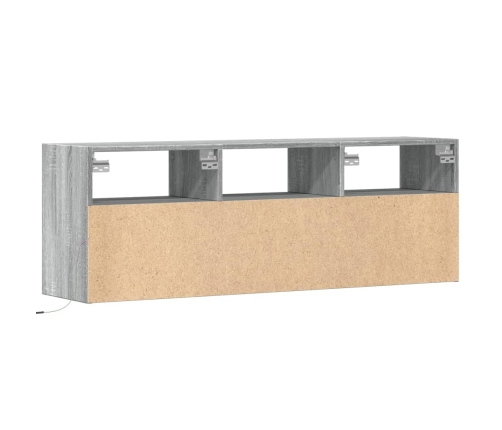 Mueble de TV de pared con luces LED gris Sonoma 130x31x45 cm