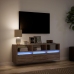 Mueble de TV de pared con luces LED marrón roble 130x31x45 cm