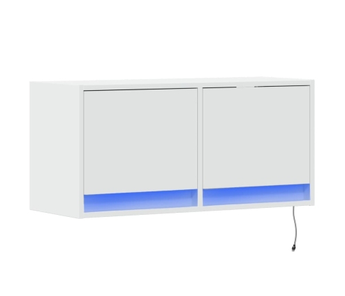 Mueble de TV de pared con luces LED blanco 80x31x35 cm