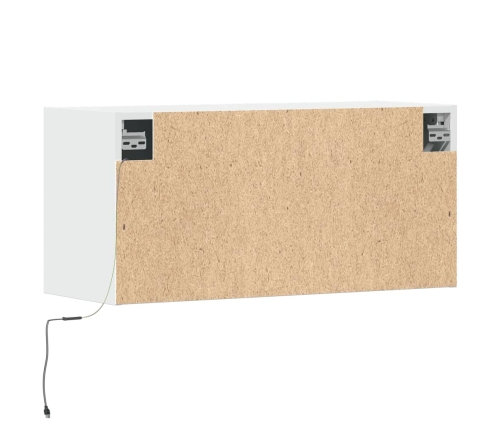 Mueble de TV de pared con luces LED blanco 80x31x35 cm