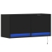 Mueble de TV de pared con luces LED negro 80x31x35 cm