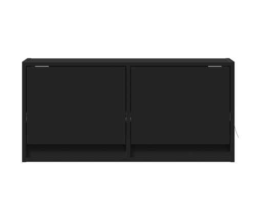 Mueble de TV de pared con luces LED negro 80x31x35 cm