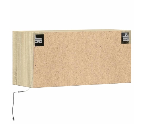 Mueble de TV de pared con luces LED roble Sonoma 80x31x35 cm