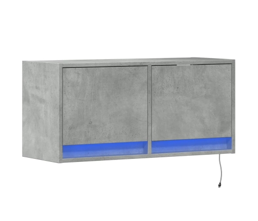 Mueble de TV de pared con luces LED gris hormigón 80x31x35 cm