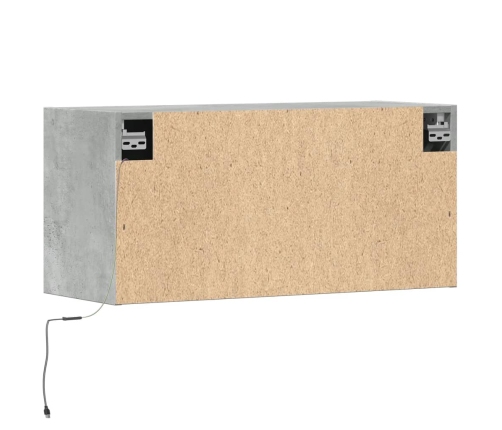 Mueble de TV de pared con luces LED gris hormigón 80x31x35 cm