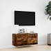 Mueble de TV de pared con luces LED roble ahumado 80x31x35 cm