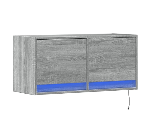 Mueble de TV de pared con luces LED gris Sonoma 80x31x35 cm