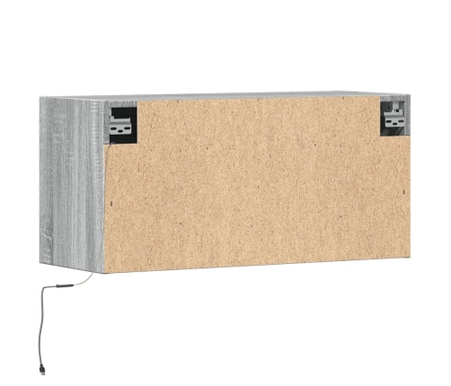 Mueble de TV de pared con luces LED gris Sonoma 80x31x35 cm