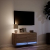 Mueble de TV de pared con luces LED roble marrón 80x31x35 cm