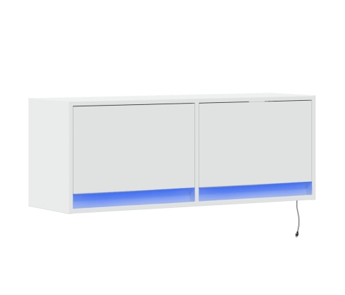 Mueble de TV de pared con luces LED blanco 100x31x35 cm