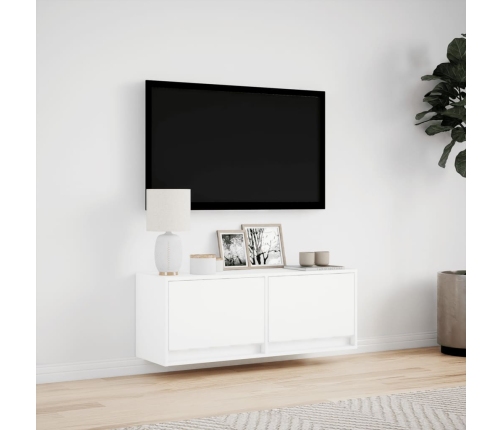 Mueble de TV de pared con luces LED blanco 100x31x35 cm