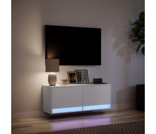 Mueble de TV de pared con luces LED blanco 100x31x35 cm